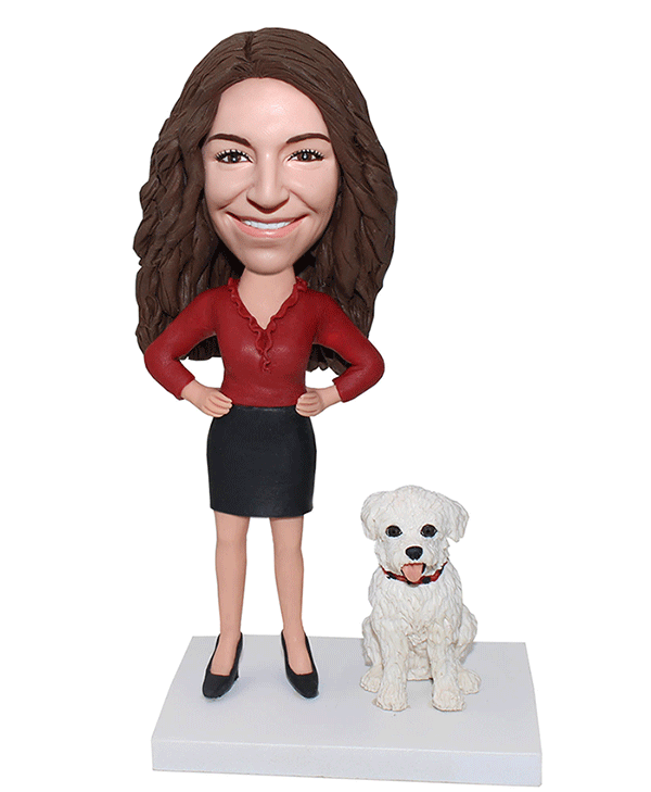 Custom Bobblehead Of A Woman And A Dog